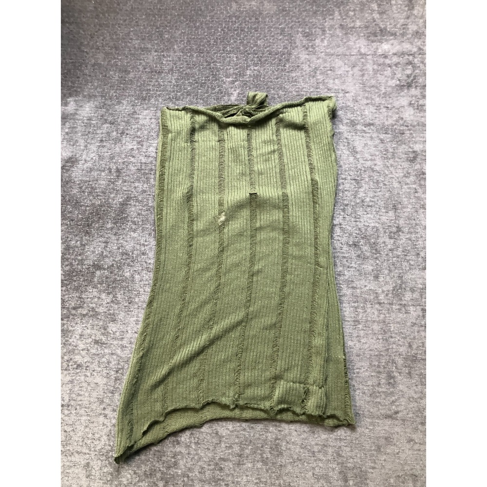 PrettyLittleThing Top Womens 12 Green Ribbed Knit Tie Back‎ Preppy Sleeveless